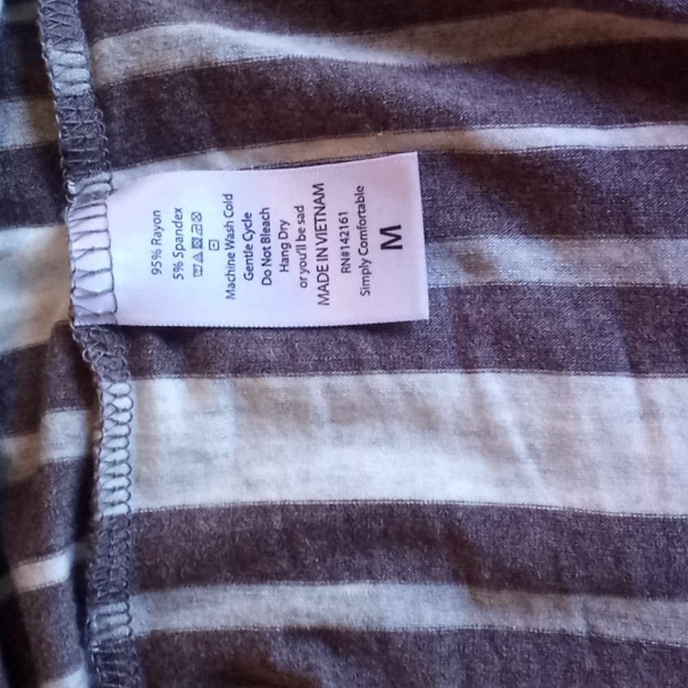 Lularoe Medium Irma grey and brown striped tunic top - Picture 4 of 6